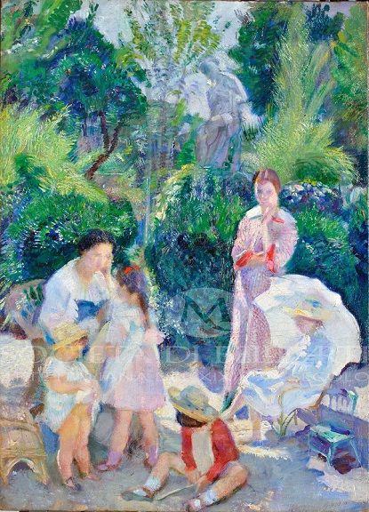 Armando Spadini quadro Famiglia a Villa Borghese.